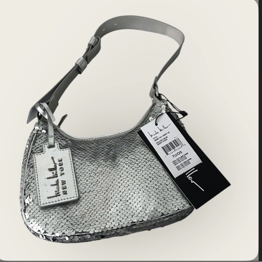 NWT- Silver Sequin Nicole Miller Shoulder Bag